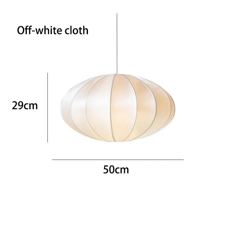 Off-white fabric pendant light with segmented ribbed design featuring minimalist cream and black decorbites danish pendant light