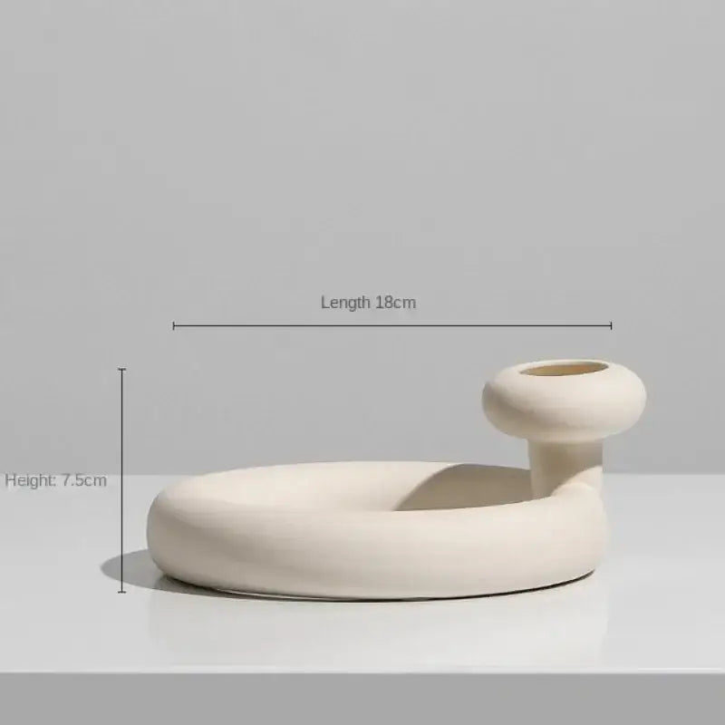Minimalist cream decorbites ceramic art vase with smooth design and integrated circular base for living room decorbites ceramic