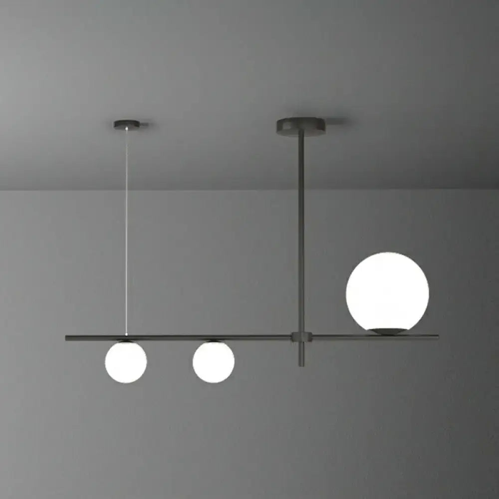 DecorBites™ minimalist globe island pendant light with cream glass globes for dining room in matte black frame