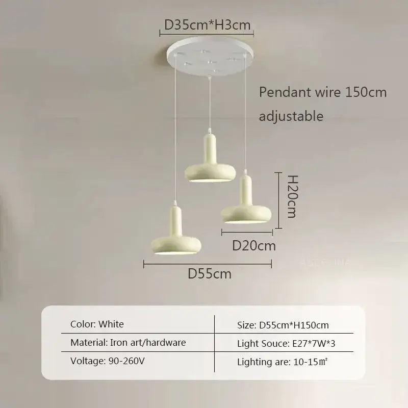 Minimalist cream white ceramic pendant light with three frosted glass shades and iron art ceiling mount for dining room decorbites disc shaped