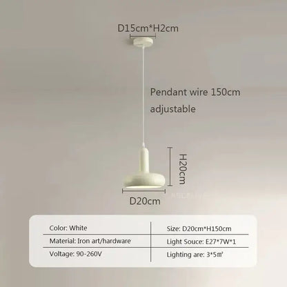 Minimalist cream white ceramic pendant light with sleek iron art design and adjustable 150cm wire for dining room decorbites disc shaped