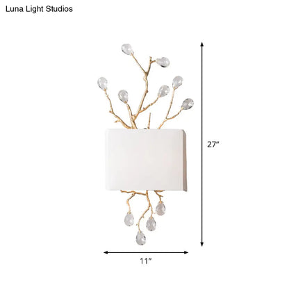 DecorBites™ DecorBites™ Minimalist Crystal Bead Wall Sconce with 2 Bulbs and Fabric Shade