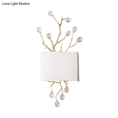 DecorBites™ DecorBites™ Minimalist Crystal Bead Wall Sconce with 2 Bulbs and Fabric Shade