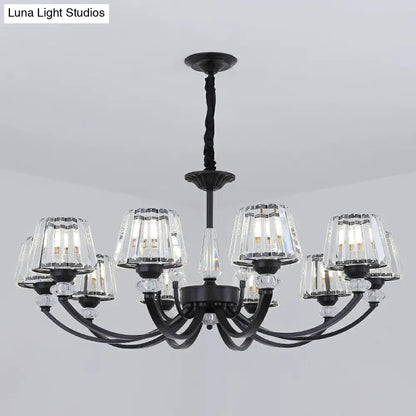 Minimalist Crystal Black Chandelier with Arched Suspension Arm