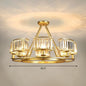 Minimalist Crystal Block Chandelier with Gold Finish - Ceiling Lamp for Living Room