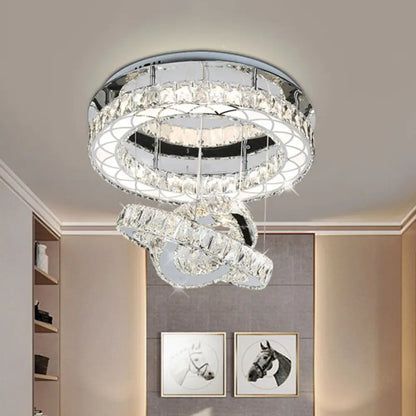 DecorBites™ DecorBites™ Minimalist Crystal Block LED Ceiling Light with Semi-Flush Mount in Chrome - Warm/White Light