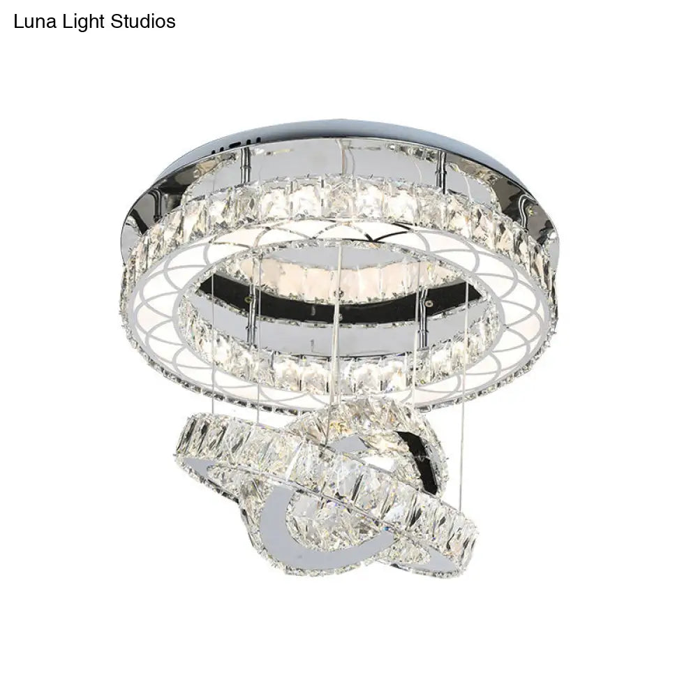 DecorBites™ DecorBites™ Minimalist Crystal Block LED Ceiling Light with Semi-Flush Mount in Chrome - Warm/White Light