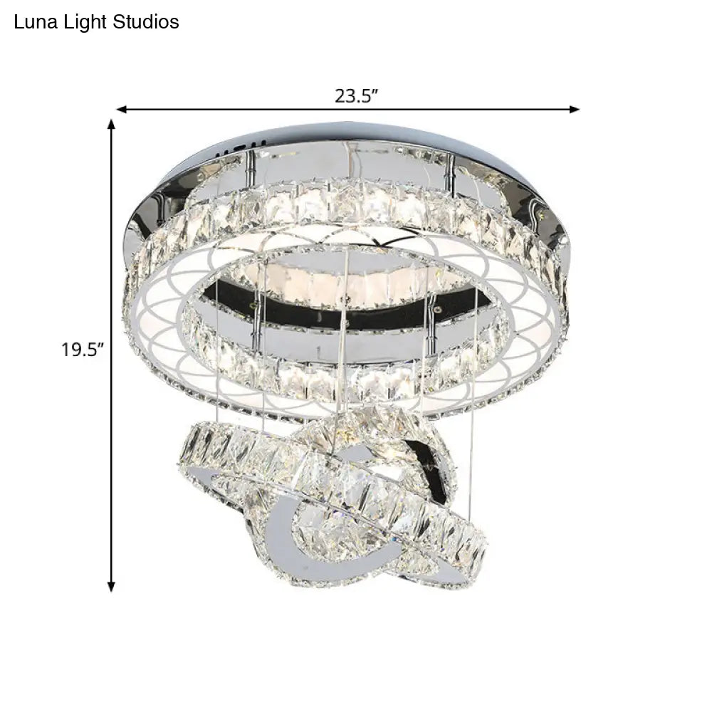 DecorBites™ DecorBites™ Minimalist Crystal Block LED Ceiling Light with Semi-Flush Mount in Chrome - Warm/White Light