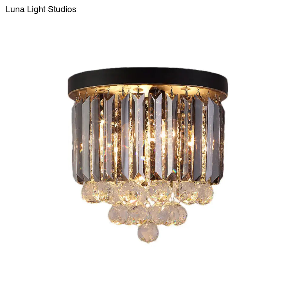 DecorBites™ DecorBites™ Minimalist Crystal Flushmount Lighting - Black Cylindrical Corridor Ceiling Flush Light (10"/12"/16") with 2/4/7 Lights