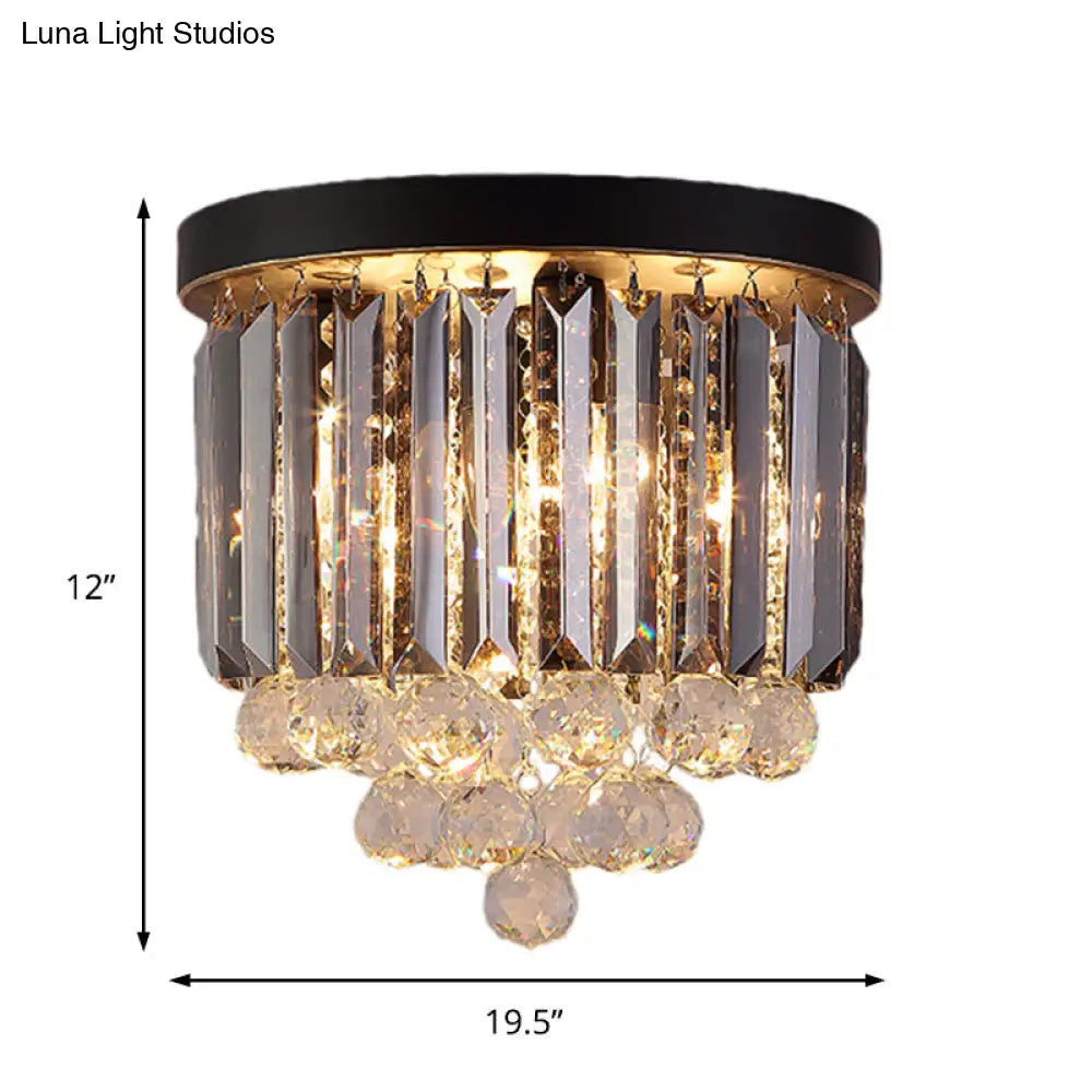 DecorBites™ DecorBites™ Minimalist Crystal Flushmount Lighting - Black Cylindrical Corridor Ceiling Flush Light (10"/12"/16") with 2/4/7 Lights