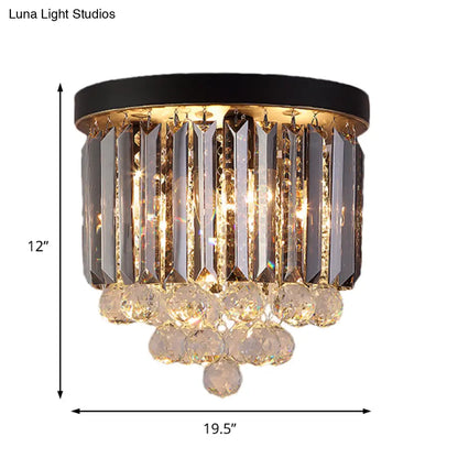 DecorBites™ DecorBites™ Minimalist Crystal Flushmount Lighting - Black Cylindrical Corridor Ceiling Flush Light (10"/12"/16") with 2/4/7 Lights