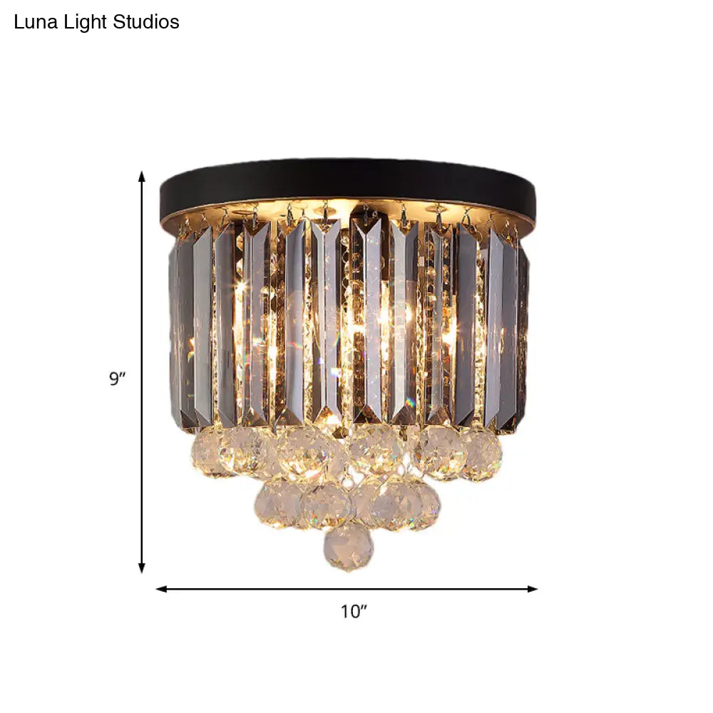 DecorBites™ DecorBites™ Minimalist Crystal Flushmount Lighting - Black Cylindrical Corridor Ceiling Flush Light (10"/12"/16") with 2/4/7 Lights