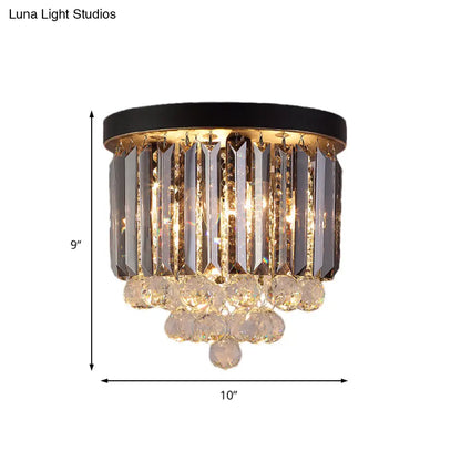 DecorBites™ DecorBites™ Minimalist Crystal Flushmount Lighting - Black Cylindrical Corridor Ceiling Flush Light (10"/12"/16") with 2/4/7 Lights