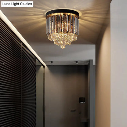 DecorBites™ DecorBites™ Minimalist Crystal Flushmount Lighting - Black Cylindrical Corridor Ceiling Flush Light (10"/12"/16") with 2/4/7 Lights