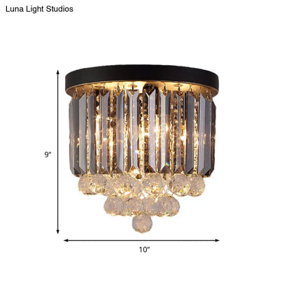 DecorBites™ DecorBites™ Minimalist Crystal Flushmount Lighting - Black Cylindrical Corridor Ceiling Flush Light (10"/12"/16") with 2/4/7 Lights