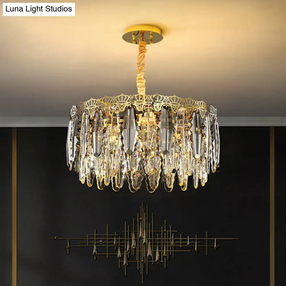 Minimalist Crystal Leaf Pendant Light - Elegant Chandelier for Bedroom