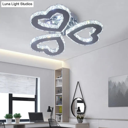 DecorBites™ DecorBites™ Minimalist Crystal LED Ceiling Light for Bedroom - Heart Shaped Semi Flush, Stainless Steel Finish