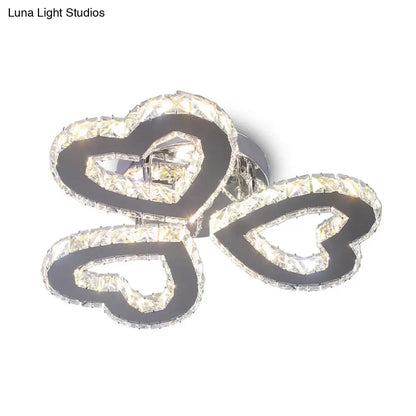 DecorBites™ DecorBites™ Minimalist Crystal LED Ceiling Light for Bedroom - Heart Shaped Semi Flush, Stainless Steel Finish