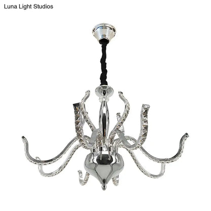 Lámpara de araña LED minimalista de cristal cromado | Iluminación cálida/blanca