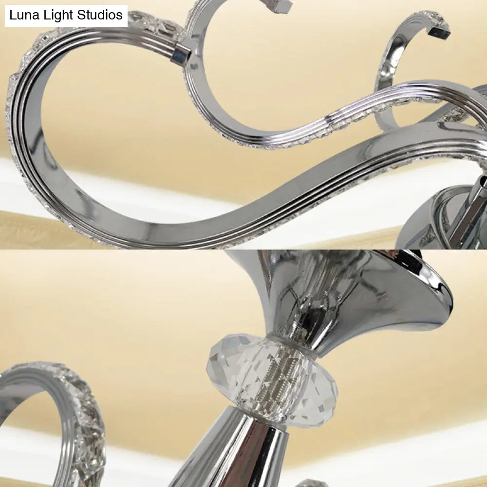 Lámpara de araña LED minimalista de cristal cromado | Iluminación cálida/blanca