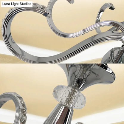 Lámpara de araña LED minimalista de cristal cromado | Iluminación cálida/blanca