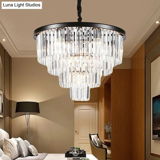 Lámpara de araña colgante minimalista de cristal - Negra/Dorada, ajustable y con opciones de 6/9/15 luces, 49,5/60/80 cm de ancho