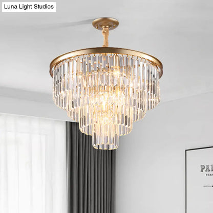 Minimalist Crystal Pendant Chandelier - Black/Gold, Adjustable & 6/9/15-Light Options, 19.5"/23.5"/31.5" W