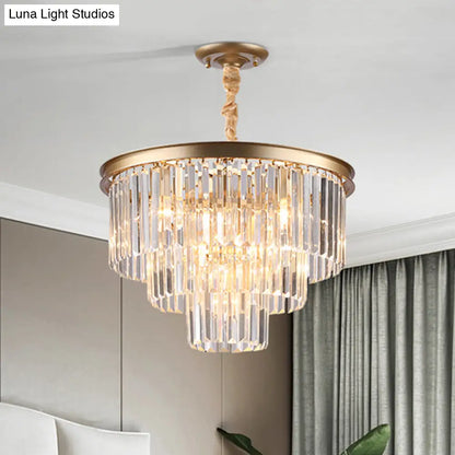 Minimalist Crystal Pendant Chandelier - Black/Gold, Adjustable & 6/9/15-Light Options, 19.5"/23.5"/31.5" W
