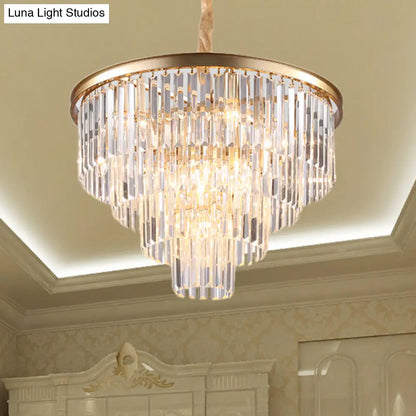 Minimalist Crystal Pendant Chandelier - Black/Gold, Adjustable & 6/9/15-Light Options, 19.5"/23.5"/31.5" W