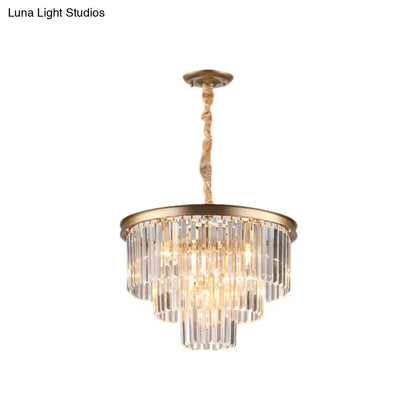 Minimalist Crystal Pendant Chandelier - Black/Gold, Adjustable & 6/9/15-Light Options, 19.5"/23.5"/31.5" W