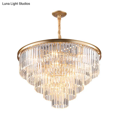 Minimalist Crystal Pendant Chandelier - Black/Gold, Adjustable & 6/9/15-Light Options, 19.5"/23.5"/31.5" W