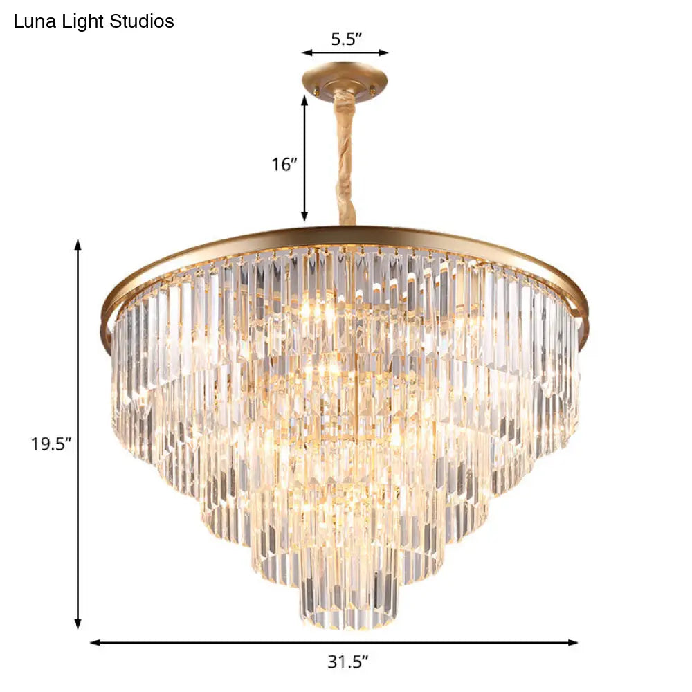 Minimalist Crystal Pendant Chandelier - Black/Gold, Adjustable & 6/9/15-Light Options, 19.5"/23.5"/31.5" W