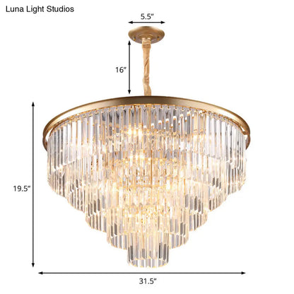 Minimalist Crystal Pendant Chandelier - Black/Gold, Adjustable & 6/9/15-Light Options, 19.5"/23.5"/31.5" W