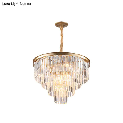 Minimalist Crystal Pendant Chandelier - Black/Gold, Adjustable & 6/9/15-Light Options, 19.5"/23.5"/31.5" W