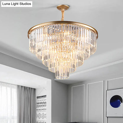 Minimalist Crystal Pendant Chandelier - Black/Gold, Adjustable & 6/9/15-Light Options, 19.5"/23.5"/31.5" W