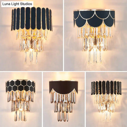 DecorBites™ DecorBites™ Minimalist Crystal Wall Sconce with 3 Bulbs - Black for Bedroom