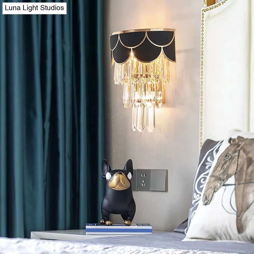 DecorBites™ DecorBites™ Minimalist Crystal Wall Sconce with 3 Bulbs - Black for Bedroom