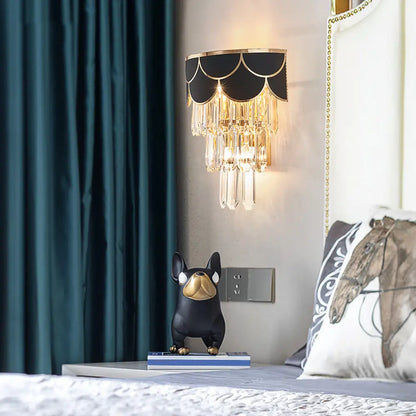 DecorBites™ DecorBites™ Minimalist Crystal Wall Sconce with 3 Bulbs - Black for Bedroom