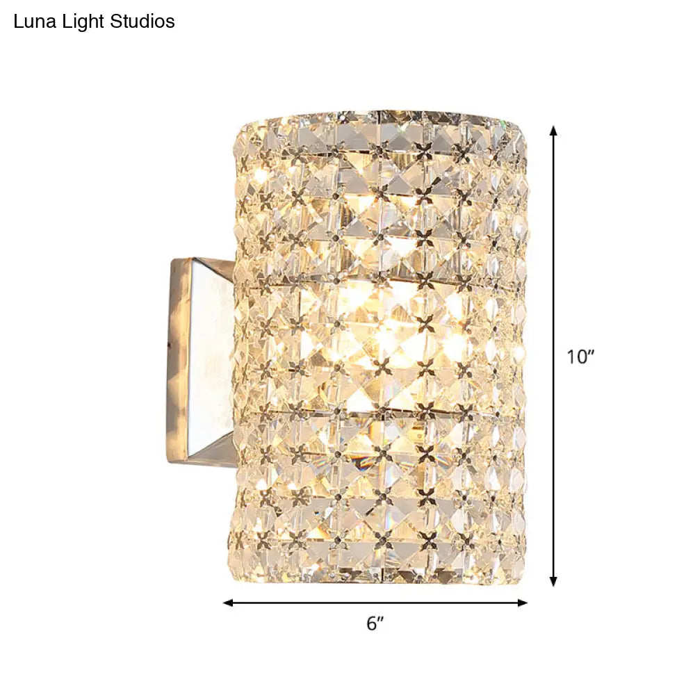 Aplique cilíndrico minimalista DecorBites™ con pantalla de cristal transparente: una elegante idea para iluminación de pared