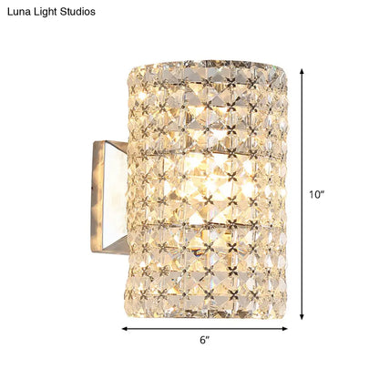 Aplique cilíndrico minimalista DecorBites™ con pantalla de cristal transparente: una elegante idea para iluminación de pared