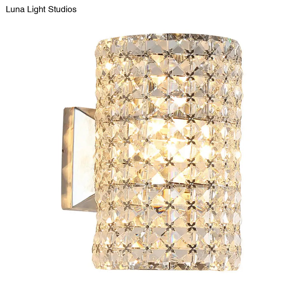 Aplique cilíndrico minimalista DecorBites™ con pantalla de cristal transparente: una elegante idea para iluminación de pared