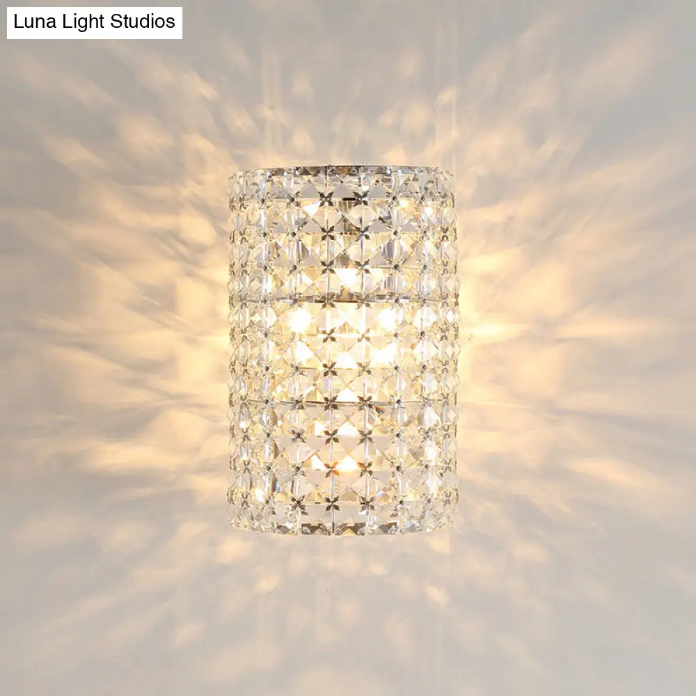 Aplique cilíndrico minimalista DecorBites™ con pantalla de cristal transparente: una elegante idea para iluminación de pared