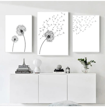 ’Minimalist Dandelion Canvas Wall Art Set’ - Posters