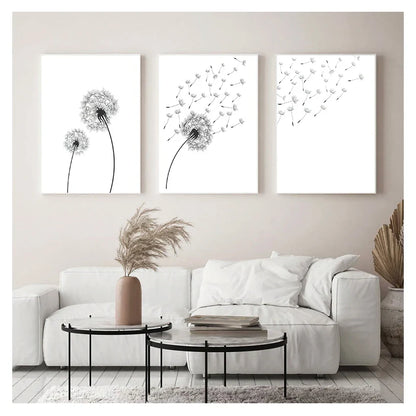 ’Minimalist Dandelion Canvas Wall Art Set’ - Posters
