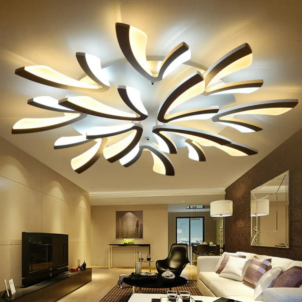 DecorBites™ DecorBites™ Minimalist Dandelion Ceiling Light in White: Acrylic LED Semi Flush Mount for Living Room