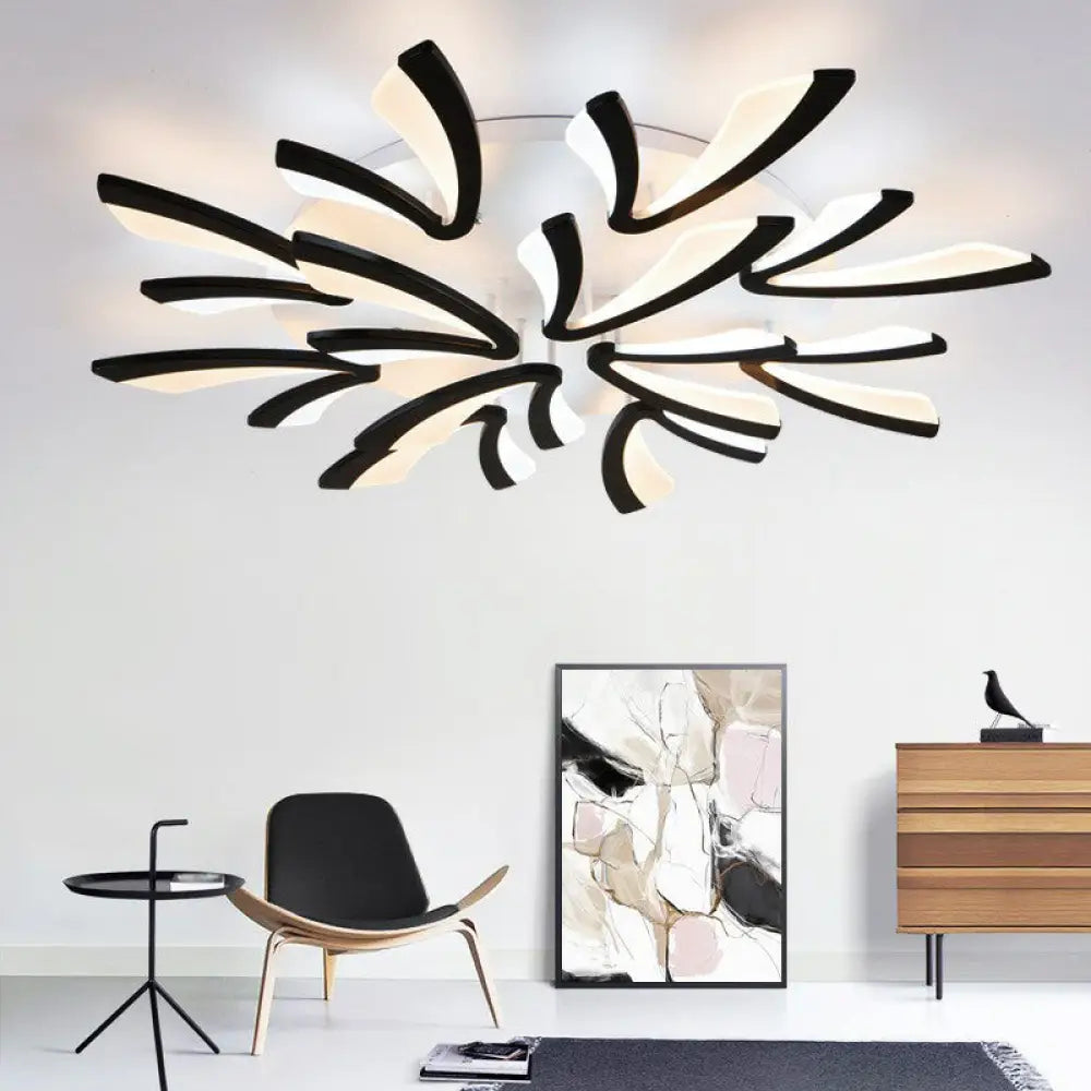 DecorBites™ DecorBites™ Minimalist Dandelion Ceiling Light in White: Acrylic LED Semi Flush Mount for Living Room