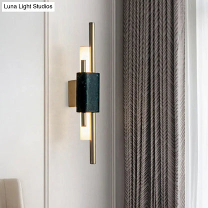 DecorBites™ DecorBites™ Minimalist Dark Green Metal Tube LED Wall Lighting for Bedroom