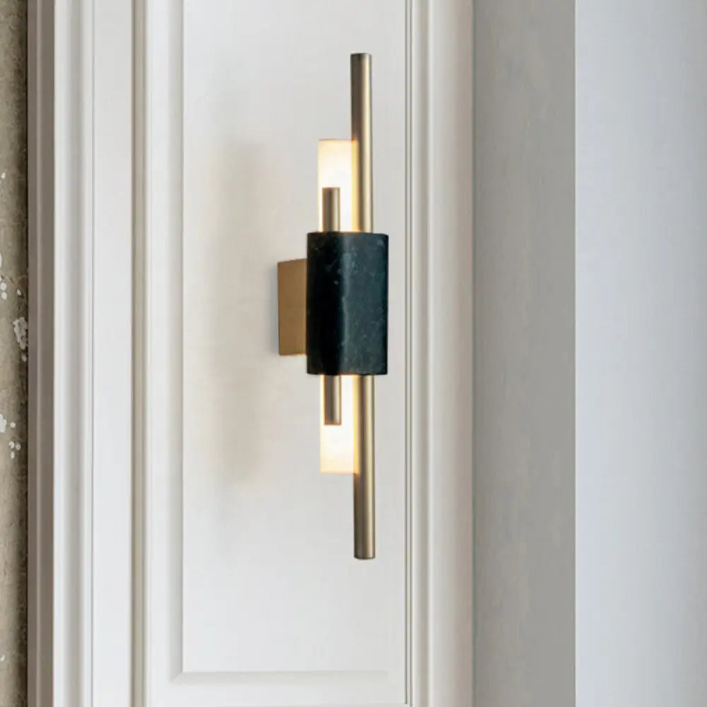 DecorBites™ DecorBites™ Minimalist Dark Green Metal Tube LED Wall Lighting for Bedroom