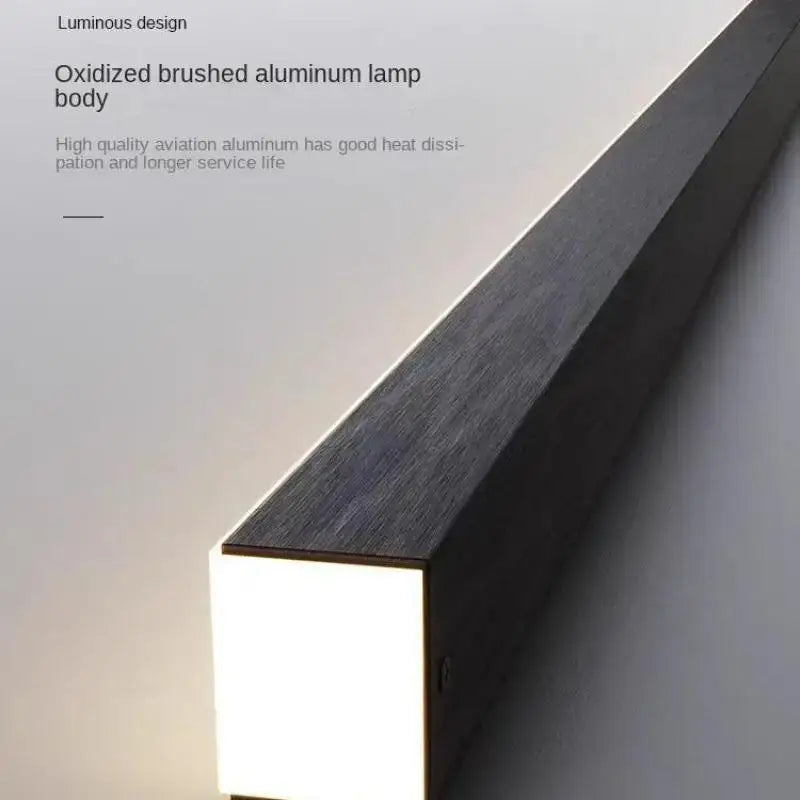 Minimalist decorbites black art led ceiling chandelier with oxidized brushed aluminum rectangular lamp body