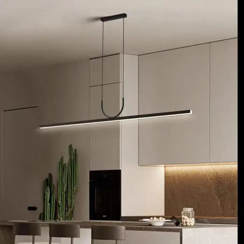 Modern black linear pendant light with sleek metallic finish and minimalist design for decorbites black art led ceiling chandelier